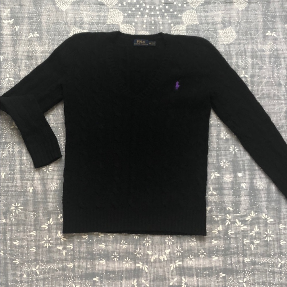 Ralph Lauren wool/cashmere v-neck cable sweater